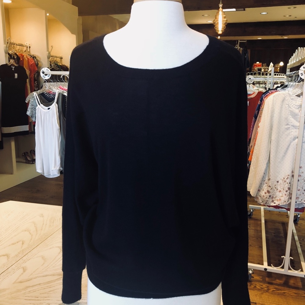 VINCE Black Angel Sleeve Cashmere Sweater Top M